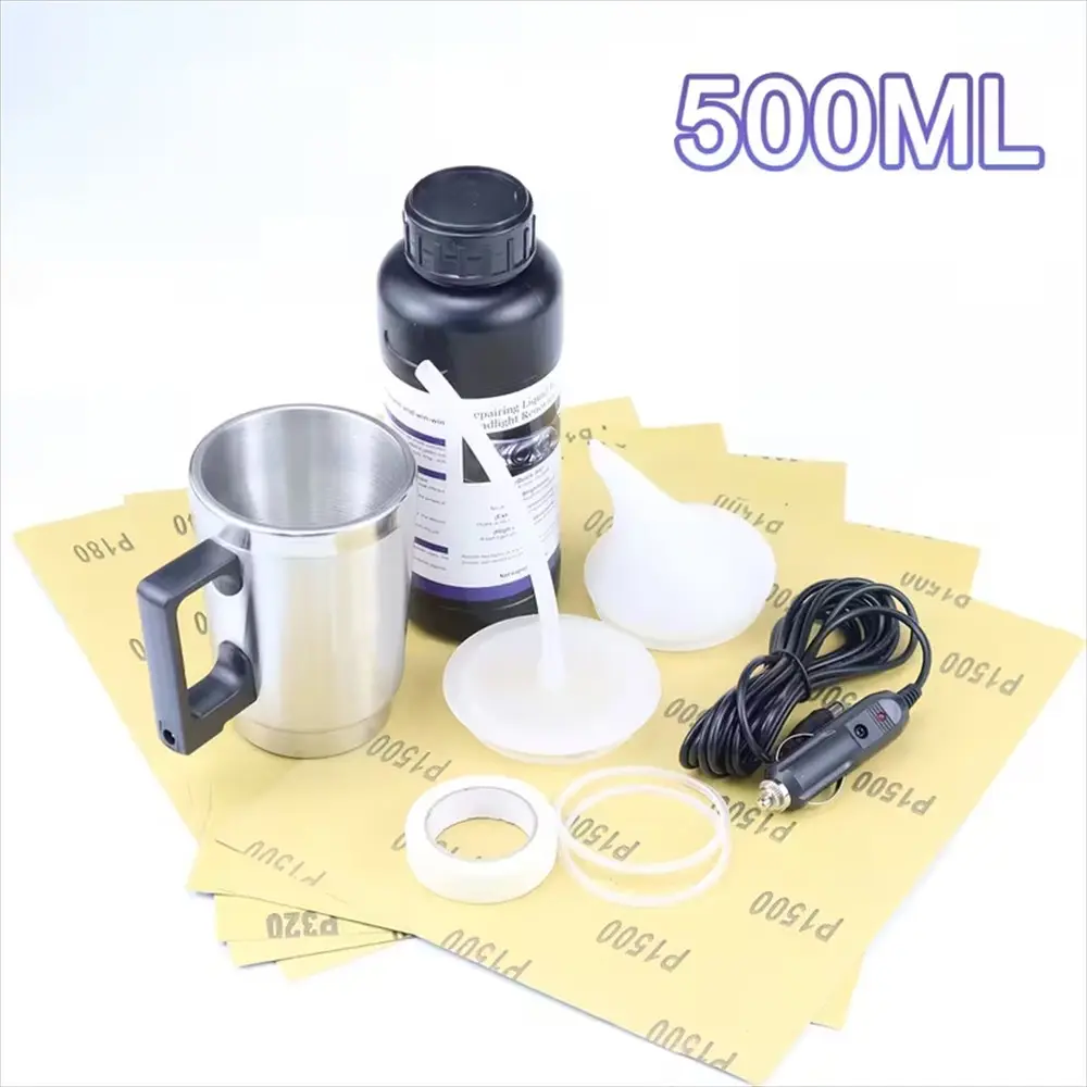 500 mL Car Headlight Polishing & Restoration Kit, Liquid Polymer Cleaner & Polishing Agent, Renovation & Maintenance Cleaning Set, Automotive Detailing Tools, Car Detailing Chemicals, Restorer Kit