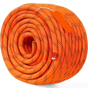 Double Braided Polyester Rope, 1/2 in x 120 ft, 48 Strands, 8000 LBS Breaking Strength Outdoor Climbing Rope, Arborist Rigging Rope for Rock Hiking Camping Swing Rappelling Rescue, Orange/Black