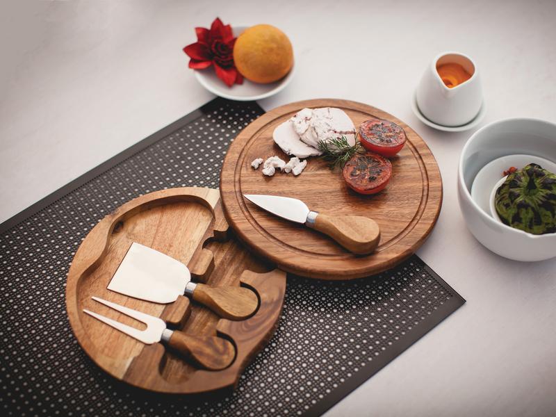 Acacia Brie Cheese Cutting Board & Tools Set, (Acacia Wood)