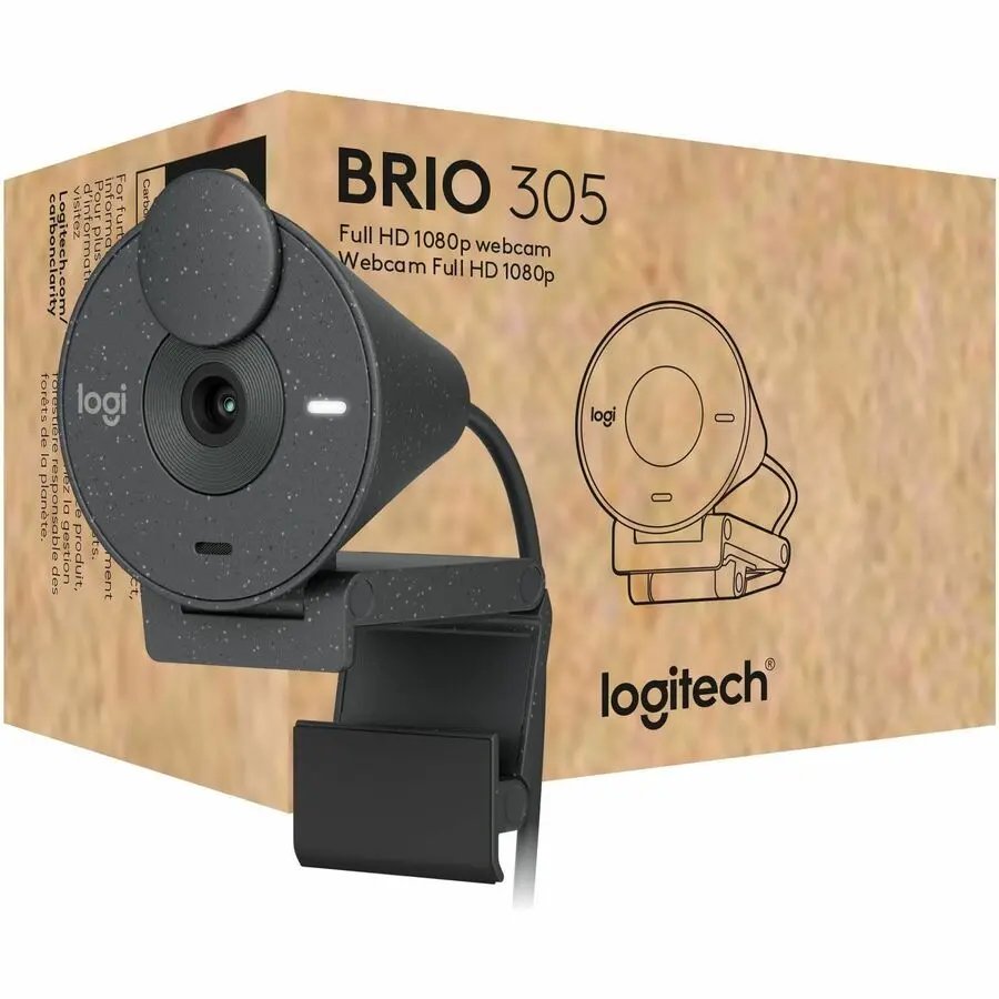 Logitech Brio 305 Full HD Webcam with Auto Light Correction Black