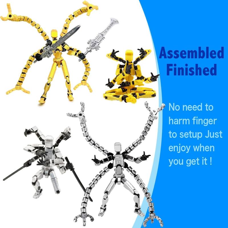 2 Pcs T13 Assembly Completed 3D Action Figure Set 3D Printed Multi-Jointed, Titan 13 Action Figures, Multi-Articular Lucky Mobile Robot Nova,Desktop Decorations for Game Lovers Toys