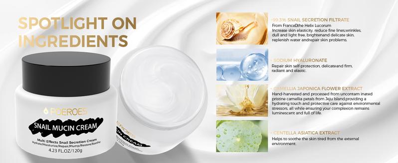 POEROES Ultra Moisturizing Snail Mucin 99.3% Moisturizing Gel for Dry & Sensitive Skin - 120g /4.23oz Cleansing Skin Care, Facial Lotion Moisturizer Comfort