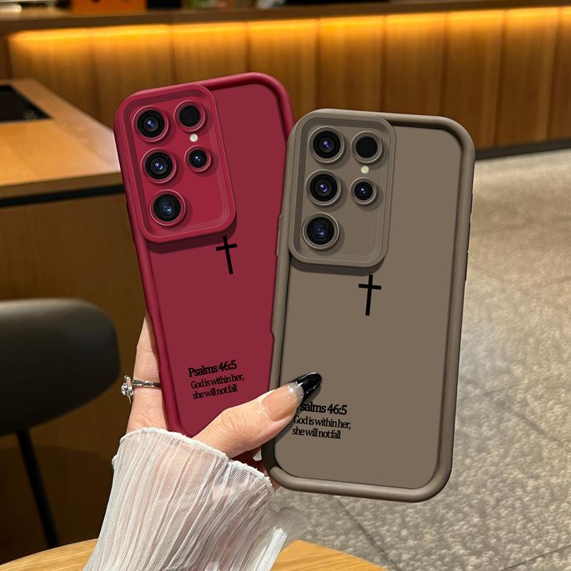 Cross Minimalist Psalms for iPhone Samsung Galaxy Case iPhone 17Pro Max Air 16E 15Plus 14 13MINI 12 11 XR XS S26 25 24 23 22 21 Phone Case,Protective Silicone Cover,Protection Durable,Shockproof Drop, Faith, Jesus, God, Advanced Anti-Scratch Silicone.HY45