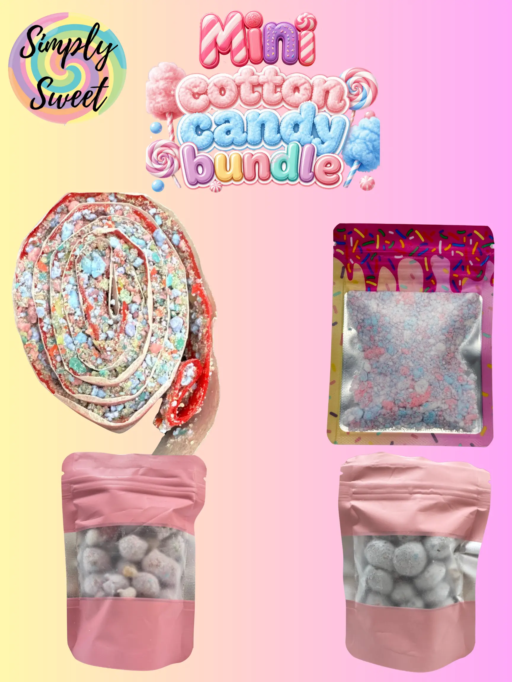 Simply Sweet CLE Mini Cotton Candy Lovers Bundle Pack - 1oz Boxed Assortment Fruity Sweets, Candies, Party Snacks, Pick and Mix Novelty Treats for All Ages, Novelty Candy