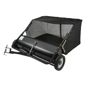 Tow Behind Lawn Sweeper, 44-Inch Pull-Behind Lawn Sweeper With 25 Cu. Ft Large Capacity Leaf And Grass Collector, Heavy-Duty Garden Sweeper With Adjustable Sweeping Height For Yard, Lawn, Farm, Driveways And Paved Areas