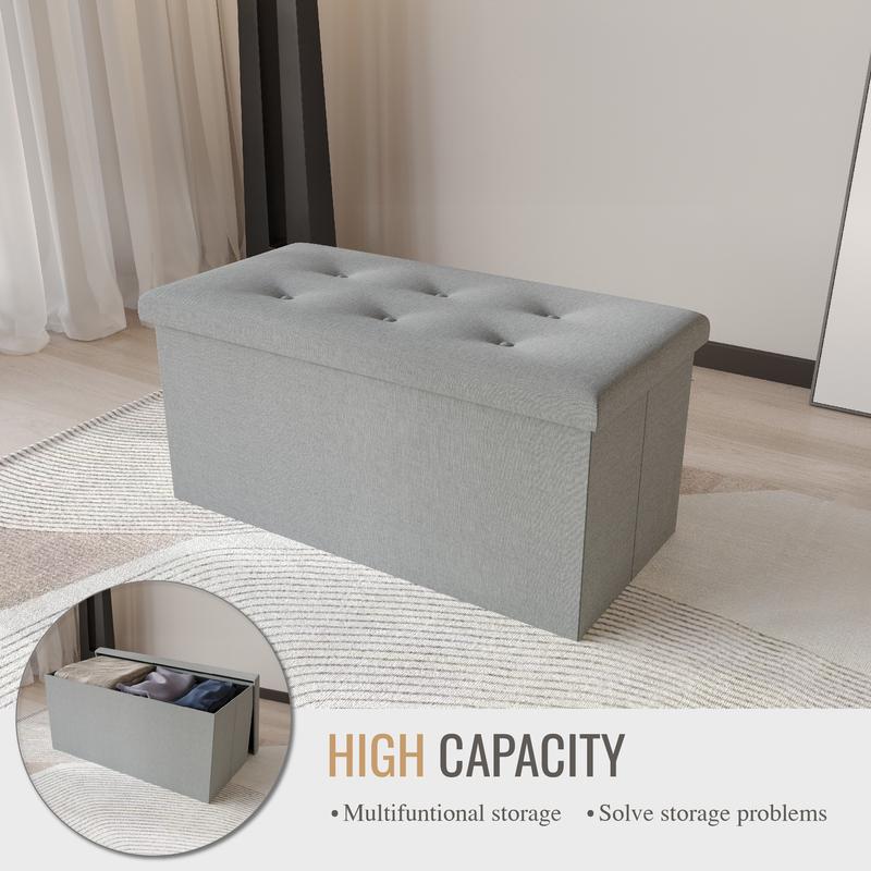 Favorer Florence 30" Button Tufted Upholstered Folding Storage Ottoman Bench