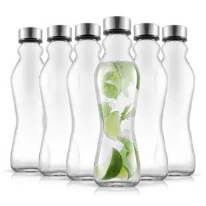Spring Glass Water Bottles with Stainless Steel Cap Spring Glass Water Bottles with Stainless Steel Cap