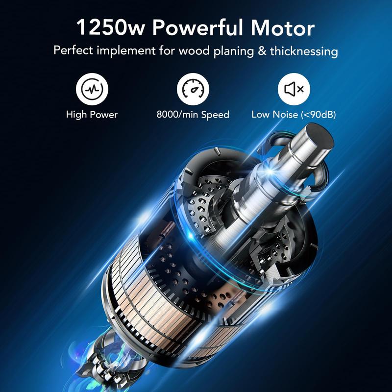 GARVEE 1250W Benchtop Wood Planer, Low Noise, for Wood Planing