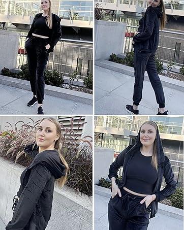 HOTOUCH Women's Velour Tracksuit Set Full Zipper Hoodie Workout Pants Velvet Sweatsuit Jogging Suits Holiday Clothing HOTOUCH Women's Velour Tracksuit Set Full Zipper Hoodie Workout Pants Velvet Sweatsuit Jogging Suits Holiday Clothing