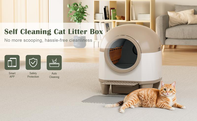 Warcat Smart Low-Noise Auto-Cleaning Litter Box 90L Self Cleaning Cat Litter Box APP-Controlled via 2.4G WiFi with Smart Sensors, Safety Protection, Easy Maintenance, Easy Setup & Clean February Faves