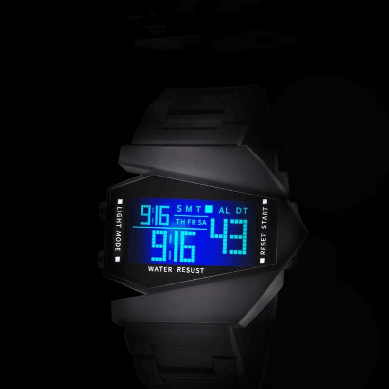 Creative Luminous Airplane Shape LED Watch with Adjustable Strap, Multi-Color Lights, and Luminous Display