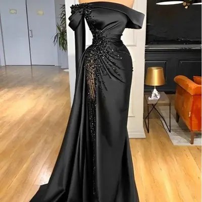 knee length dresses for ladies New Zealand Off Shoulder Long Dress All Black Champion LT7 main image 0