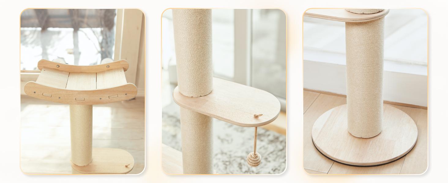 Adjustable Height Cat Tree Tower (102-118 inches ) 5-Tier Hemp Scratching Post Indoor/Outdoor Sturdy Cat Activity Center with Perches