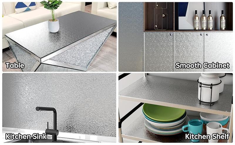 Thickened Aluminum Foil Kitchen Oil-Proof Sticker, Heat-Resistant Waterproof Self-Adhesive Wall and Cabinet Paper