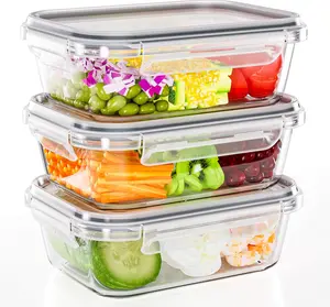【3PCS】35 oz Borosilicate Glass Food StorageContainers with Lids, BPA-Free &Leak Proof, for Microwave, Oven, Dishwasher