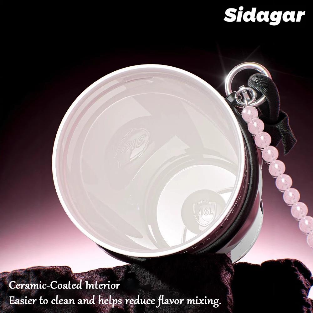 [Sidagar] Ceramic-Coated Interior Tumbler Water Bottle, 316L Stainless Steel Drinkware Cup, Coffee Cups With Cleaner Taste, Leak-Proof Straw Lid, Wide Mouth Easy Clean, Portable Flask, Slim Base Fits Car Cup Holder, 24oz
