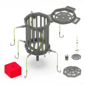 Stop Small Fish Stealing Bait! Off-Bottom Bait Cage Fishing Rig 4+4 Hooks Anti-Current for Big Bottom Game Fish cat  fishing  gear