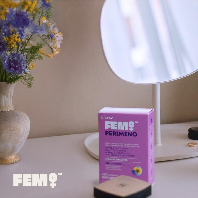 UPSA FEM PERIMENO Non-Hormonal Perimenopause Support – Clinically Proven Pollen & Saffron Extract for Energy, Sleep & Mood Balance