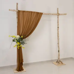 Sheer Wedding Arch Drape – 5ftx14ft Gold Sheer Curtain Backdrop, Ceiling Drapery Panel