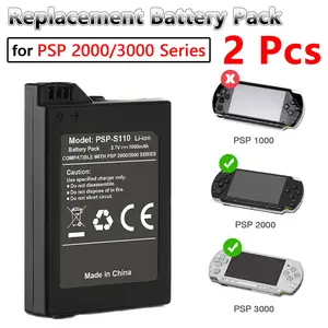 2 Pcs Replacement Battery for PSP 2000/3000, 3.7V Li-ion Battery Pack, Rechargeable Battery for PSP Game Console, Portable Battery for PSP 2000, PSP 3000, PSP-S110 Battery Back