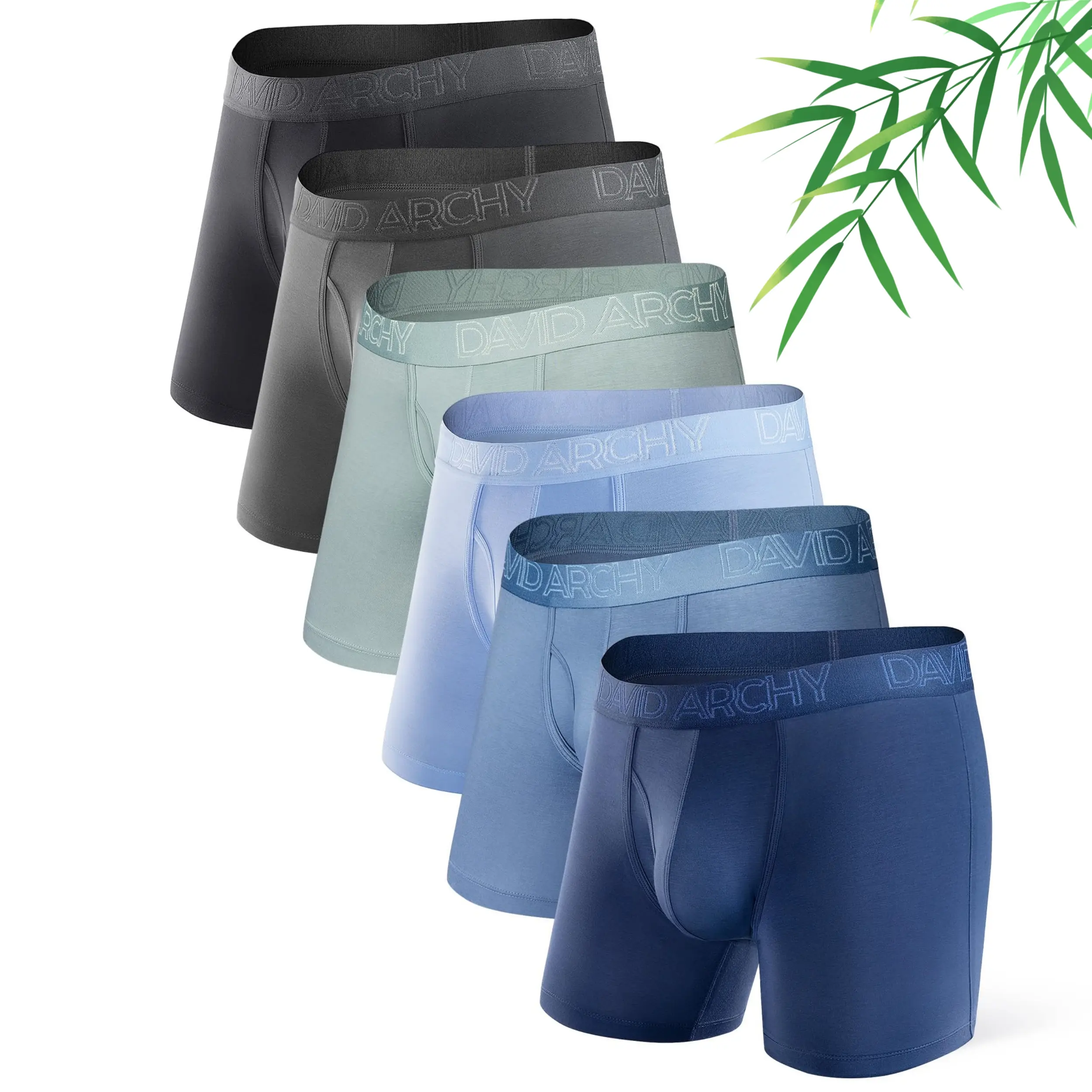 DAVID ARCHY Men's Bamboo Cooling Fiber Boxer Briefs - Plain Daily Briefs Set, Breathable Moisture-Wicking Rayon Fabric, Basic Fly, Soft Comfy, Multipack, Mensfashion, Father's Day Gifts for Daily Wear