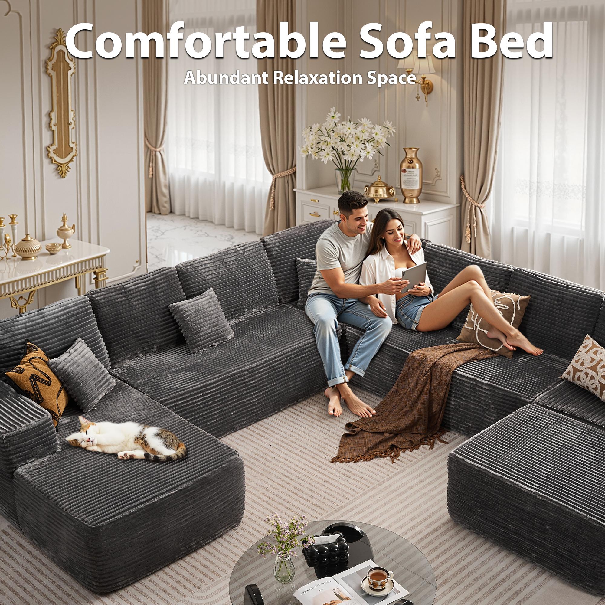 Oversized Viral Cloud Couch U Shape Boneless Sectional Sofa,Oversize Modern Modular Sofa with Deep Seat, Upholstered Couches for Living Room Bedroom,No Assembly Required, Free Combination,Plush Corduroy Fabric Oversized Viral Cloud Couch U Shape Boneless Sectional Sofa,Oversize Modern Modular Sofa with Deep Seat, Upholstered Couches for Living Room Bedroom,No Assembly Required, Free Combination,Plush Corduroy Fabric