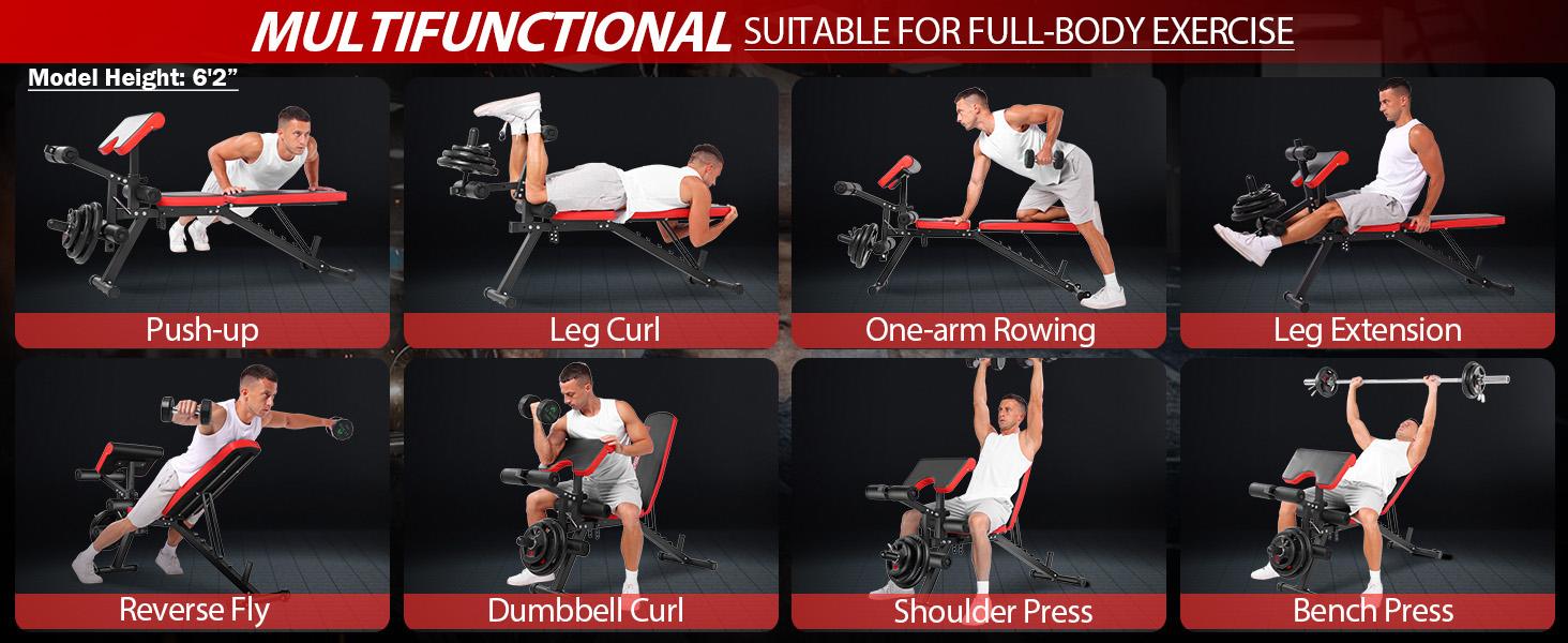 OPPSDECOR Olympic 900LBS Adjustable Weight Bench Press with Leg Extension & Preacher Curl Pad for Home Gym Workout Equipment OPPSDECOR Olympic 900LBS Adjustable Weight Bench Press with Leg Extension & Preacher Curl Pad for Home Gym Workout Equipment