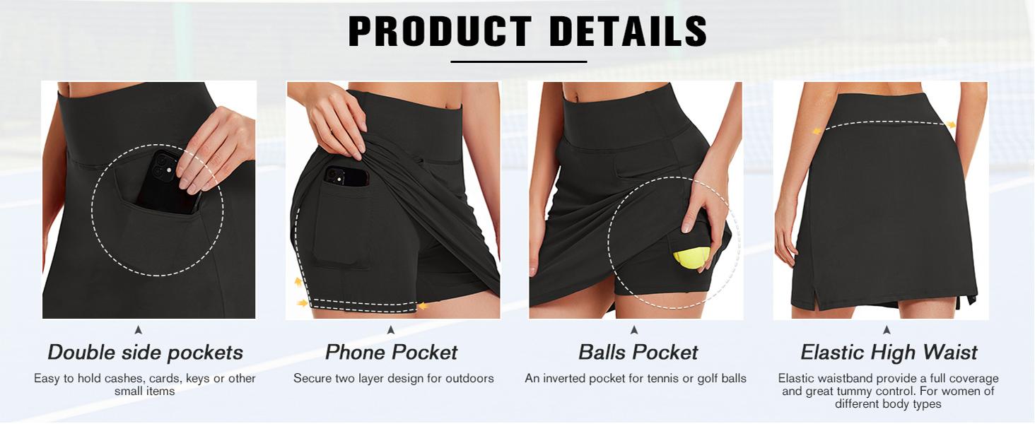 Women's Skorts Athletic Skirts with Pockets Knee Length Built-in Shorts Casual Skirt for Golf Tennis Workout Machine Washable XS-3XL Women's Skorts Athletic Skirts with Pockets Knee Length Built-in Shorts Casual Skirt for Golf Tennis Workout Machine Washable XS-3XL