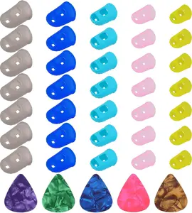 35 Pcs Guitar Finger Protector for Guitar Players Silicone Finger Protectors Guitar Finger Cover 5 Sizes anti Slip Fingertip Protection Covers Caps for Beginner Playing Ukulele Guitar 5 Guitar Pick salbsever