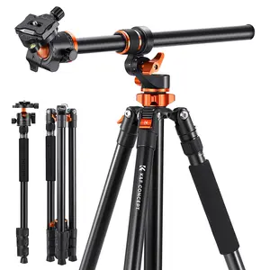 【K&F CONCEPT】 90 inch/230cm Ultra High Camera Tripod,Horizontal Overhead Shooting Travel Tripods with Metal Ball Head 10KG Load Capacity,Detachable Monopod, for Indoor and Outdoor Use T254A7+BH-28L