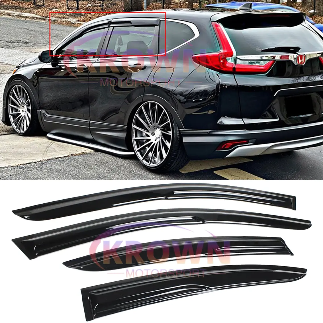 FOR 2017-2022 HONDA CRV CR-V JDM 3D WAVY MUGEN STYLE WINDOW VISOR VENT RAIN GUARD