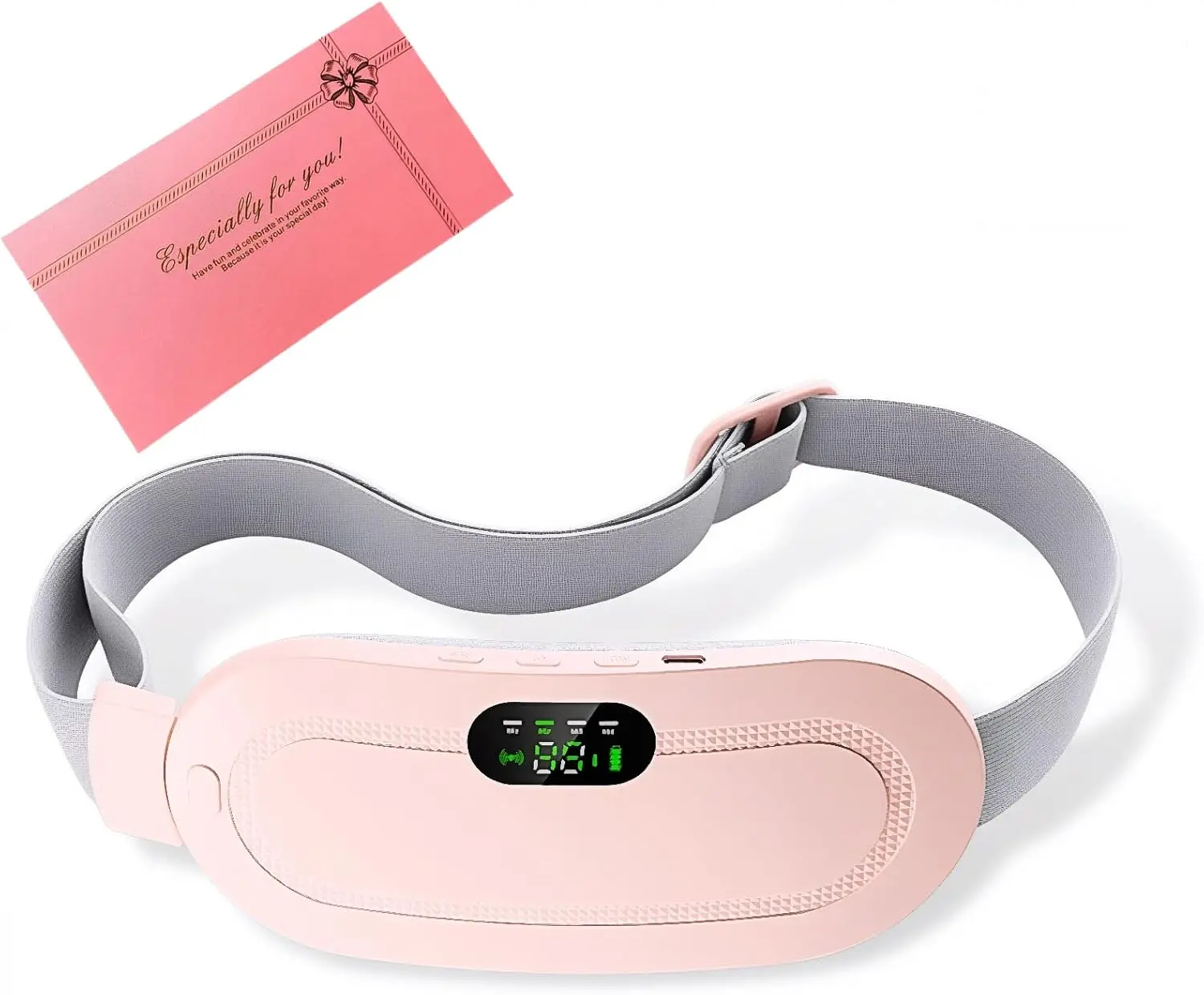 Electric Heating Pad, Portable Cordless Menstrual Heating Pad with 3 Heating Levels and 4 Massage Modes, Fast Large Heating Belly Wrap Belt for Cramps, Back Pain Relief Gifts for Women Girls Her (Pink)