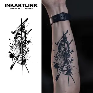INKARTLINK Tattoo Tech, 2 Sheets Large Semi Permanent Tattoo, Adult Art Design Temporary Tattoos, Lasts 1-2 Weeks, Waterproof, Realistic Look, No Adhesive, No Reflection (Watchful Tiger Design)