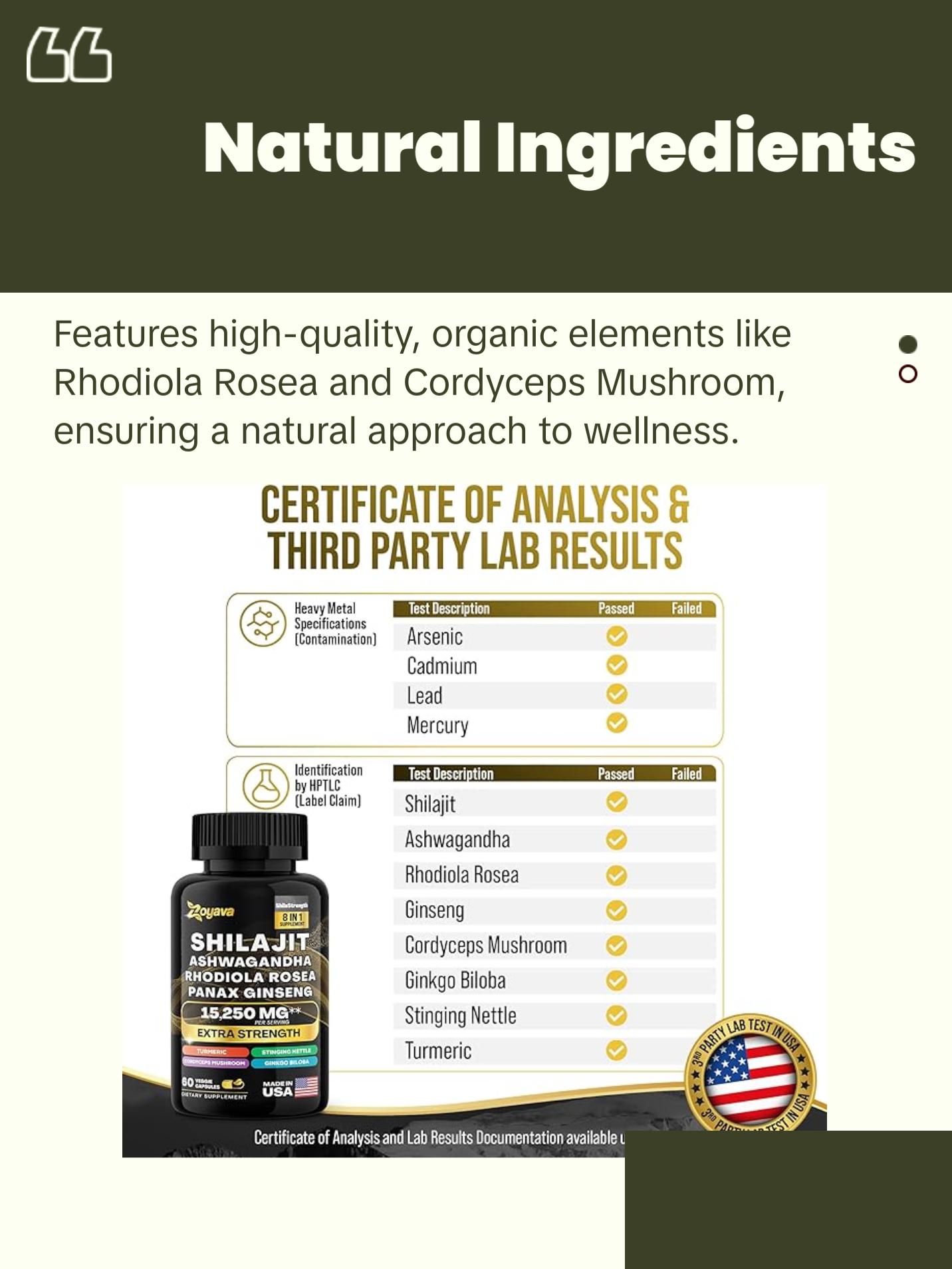 Zoyava Shilajit Pure Himalayan 9000MG,Energy Booster Ashwagandha 2000MG Adult Organic