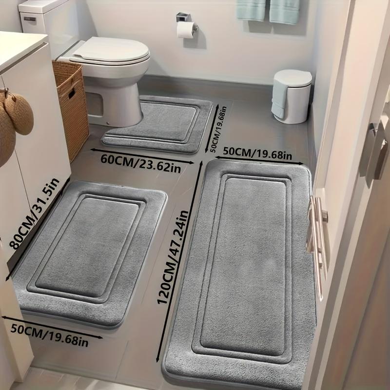 3pcs Non-Slip Bath Mats |   Ultra-Absorbent, Soft Polyester Bathroom Rugs for Tub, Shower, Home Decor and Floor Matting