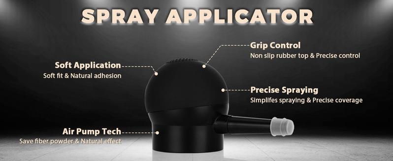 4-in-1 Hair & Beard Styling Set with Hair Fiber & Pump Dispenser & Application Card – Enhancements Barber Spray Volumizing Water Proof (Black)