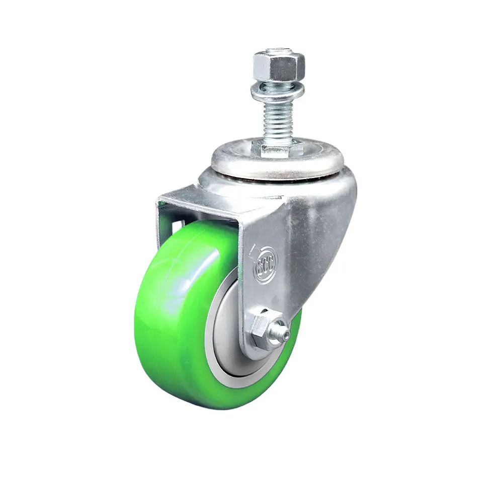 Service Caster SCC-TS20S3514-PPUB-GRN-121315 Polyurethane Swivel Threaded Stem Caster with 3.5 x 1.25 in. Green Wheel & 0.5 in. Stem