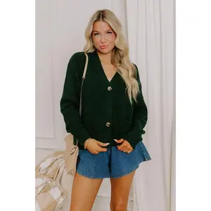 Cider Season Knit Cardigan in Hunter Green