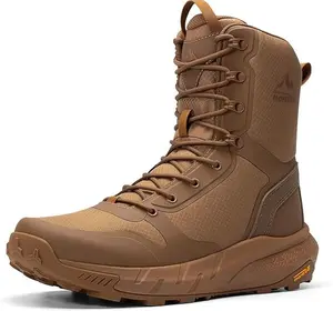 NORTIV 8 Men's Military Tactical Boot 8 Inches Round Toe Laced Closure Lightweight Comfortable for Work All Day Side Zipper Motorcycle Combat Hiking Boots Durable Black Supportive Protection Outdoor Sturdy