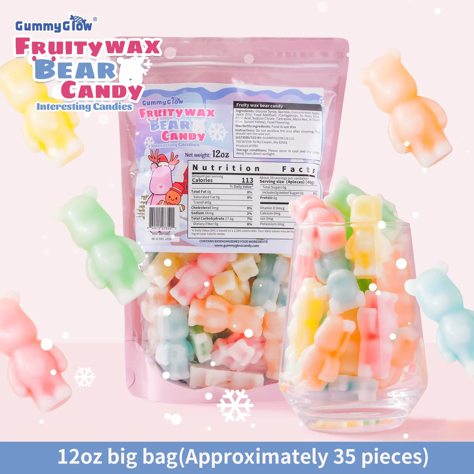 New Fruity Wax Bear Candy 12oz Pack Five Flavors Wax Upgrade Bear Shape Retro Party Treats ASMR Sweet Bonbon Snack Fruitsnacks Viral Candy Wax Candy BombsFruit Jelly Filled Wax Candy wax candy GummyGlow #tiktokshopbacktoschool wax candy,back to school
