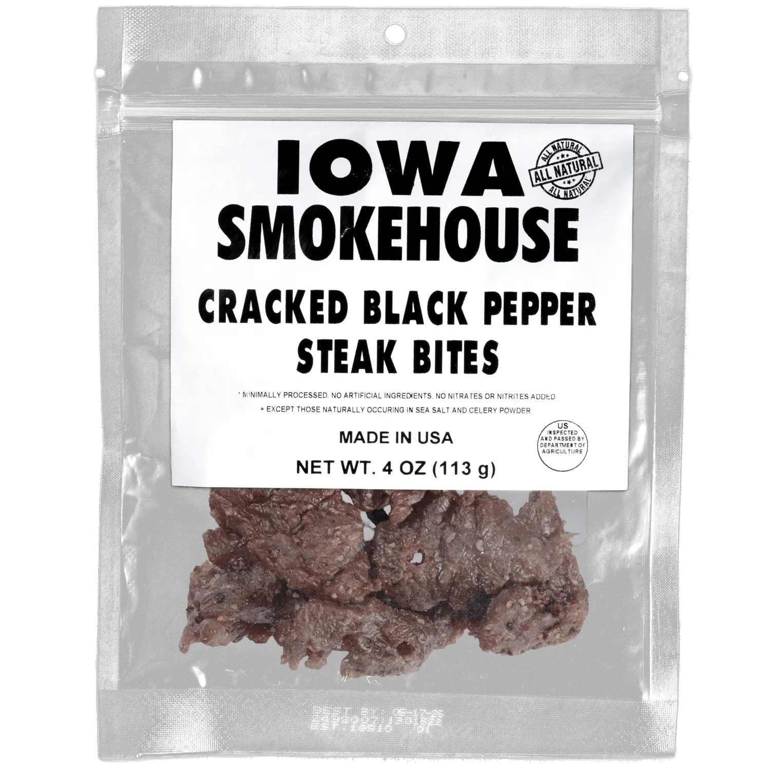 4 oz Steak Bites Cracked Black Pepper Beef Snack 4 oz Steak Bites Cracked Black Pepper Beef Snack