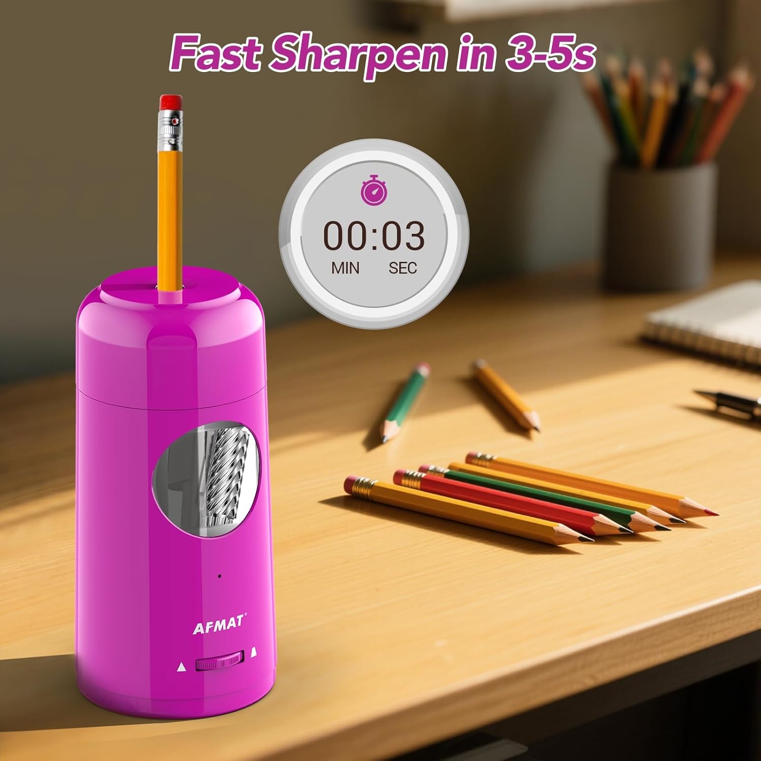 【New Year Sale】AFMAT Fully Automatic Electric Pencil Sharpener with 2000mAh Rechargeable Battery for 7-11.5mm Jumbo Pencils Hands-Free Auto In & Out Sharpening System, Mechanical Pencil Sharpener, Oversized Pencil Sharpener, Teacher Stuff 【New Year Sale】AFMAT Fully Automatic Electric Pencil Sharpener with 2000mAh Rechargeable Battery for 7-11.5mm Jumbo Pencils Hands-Free Auto In & Out Sharpening System, Mechanical Pencil Sharpener, Oversized Pencil Sharpener, Teacher Stuff