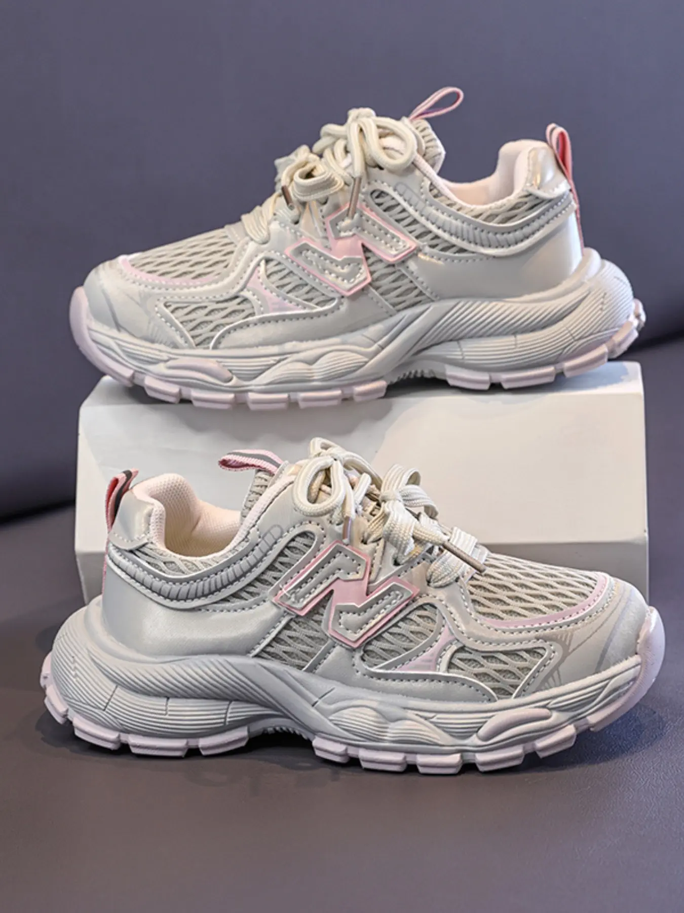 Fashionable Kids' Colorblock Low Top Sneakers, Breathable PU Leather, Rubber Sole, Casual Spring Fall Shoes, Perfect for School and Travel, Low Ankle Trainers