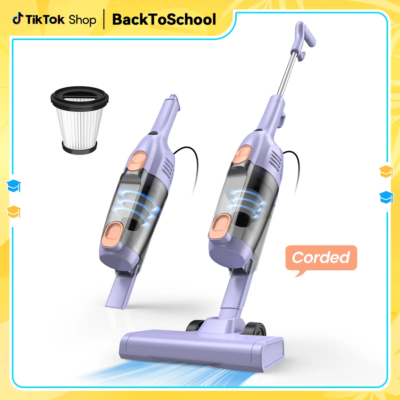 INSE R6X Corded Bagless Upright Vacuum Cleaner - 600W Power, 15KPa, 0.8L, Ultralight 3-in-1 Portable Handheld Turbo Foldable Home Cleaning Machine for Pet Hair, Car Interior Cleaning, Pet Lovers Home Essentials backtoschool