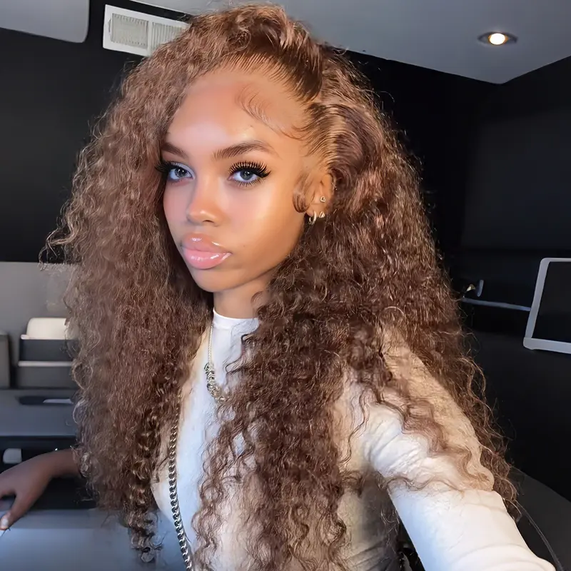 36 Inch Chocolate Brown Deep Wave 13x6 HD Transparent Lace Front Human ...