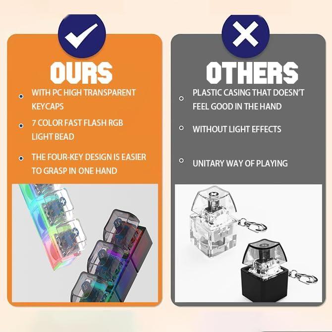 4-Hole Keyboard Fidget Toy for Adults Fidget Keyboard Clicker Toys with LED Lights Keychain Stress Relief for Anxiety Decompression (Black and White)