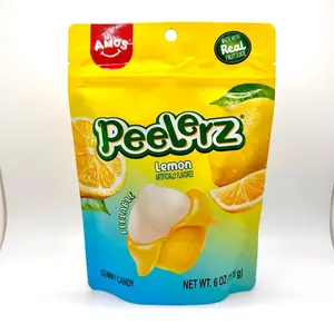 Amos Peelerz Peelable Lemon-Flavored Fruit-Shaped Corn Gel Candies, 6 oz (170g) Sweet Natural Sugar Soft Candy - Artificial-Free, Juicy, Chewy Late Night Snack, Resealable Bag for US Cupboard Storage (Snack Ideas Included)