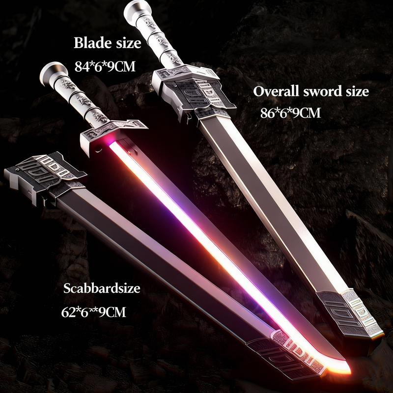 Cyberpunk SparkBlade Lightsaber Toy 34" with Sound & Fog Seven-Color Streaming Lights Type-C Rechargeable for Rave Cosplay Display Immersive Neon Design