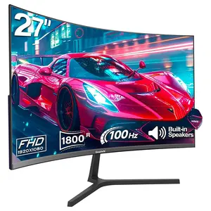 Gawfolk 27-inch Curved Gaming Monitor 100Hz, PC Screen Full HD 1080P, Frameless 1800R Computer Screen With FreeSync And Eye Care Technology, Supports VESA
