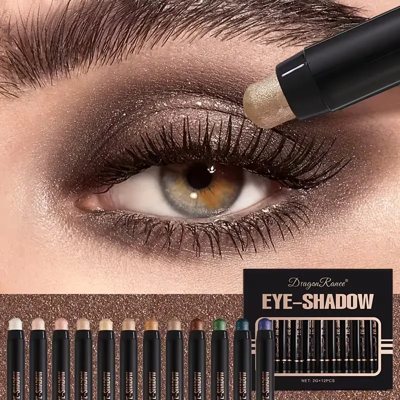 12 Piece Double Head EyeShadow Stick Set Eyeliner Pencil Makeup Eye Shadow Multicolor Matte Cream Long Lasting Glossy Soft Smooth Eyeliner Cosmetic